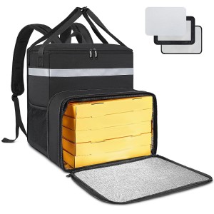 عکاس پٹا کے ساتھ موصل فوڈ ڈلیوری بیگ، ڈیلیوری بائیک کے لیے قابل توسیع موصل گرم پیزا بیگ