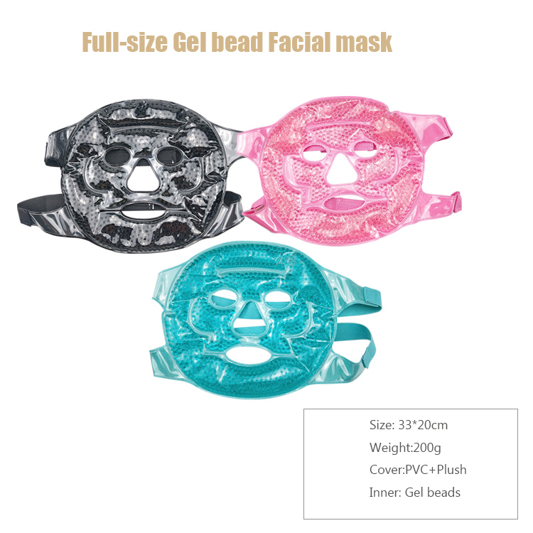 Ice Gel Freezer Face Mask Reduce Puffy Eyes Beads Ice Pack Adjustable Strap, Soft Fabric, Reusable, Pink Featured Image