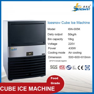 ICESNOW ISN-005K 50Kg/Dag Cube Ice Machine vir drank
