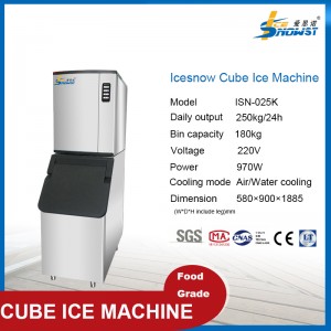 ICESNOW ISN-025K 250Kg/Day Cube Ice Machine yakumwa mowa