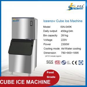 ICESNOW ISN-045K 450Kg/Mirin Cube Ice Day alagbara,irin