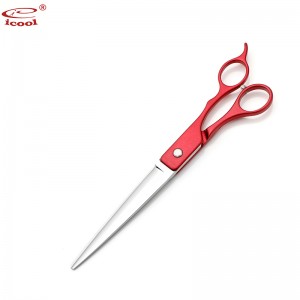China Wholesale Extreme Curved Dog Grooming Scissors Factories Quotes - Red Coating Handle Big Size 8.0 inch Dog Hair Cutting Scissors – Icool