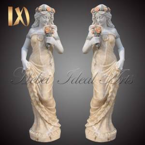 Factory outlet Mixed color marble standing lady for sale