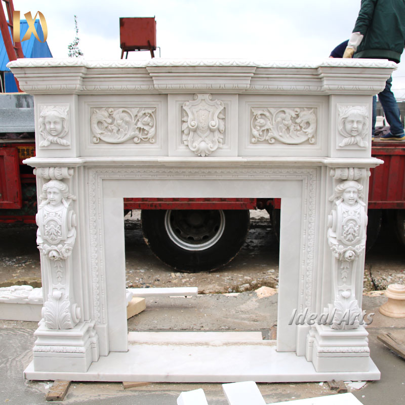 Ideal Arts Classic White Marble Stone Cheap Decorating Fireplace Mantel shelf for sell