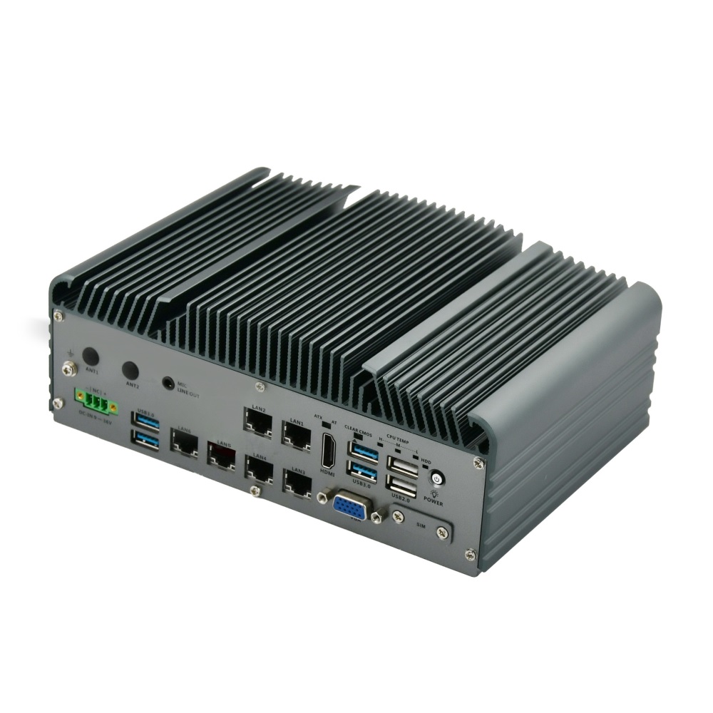 Компјутер без вентилатор со повеќе LAN – Core i5-8265U/6GLAN/6USB/10COM/2CAN
