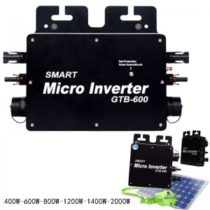 Мікраінвертар сонечнай сеткі 400-2000 Вт, воданепранікальны мікраінвертар IP65 для сонечнай энергетычнай сістэмы