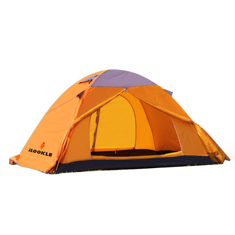 Vodoodporen šotor za profesionalno kampiranje na prostem, odporen proti vetru, 2/4 osebe z aluminijasto palico Prikazana slika