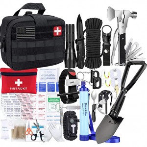 Outdoor Tactical Gear Accessories Survival Kits Camping kit nga adunay Molle Bag