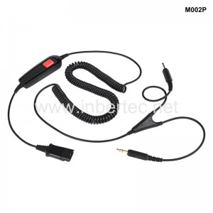 M002P Quick Disconnect Cable PLT GN QD Cable to 3.5mm Stereo Connector with Inline Control