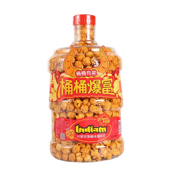 Snacks Halal an-asgaidh le geir INDIAM Popcorn Caramel Flavor bho China Factory