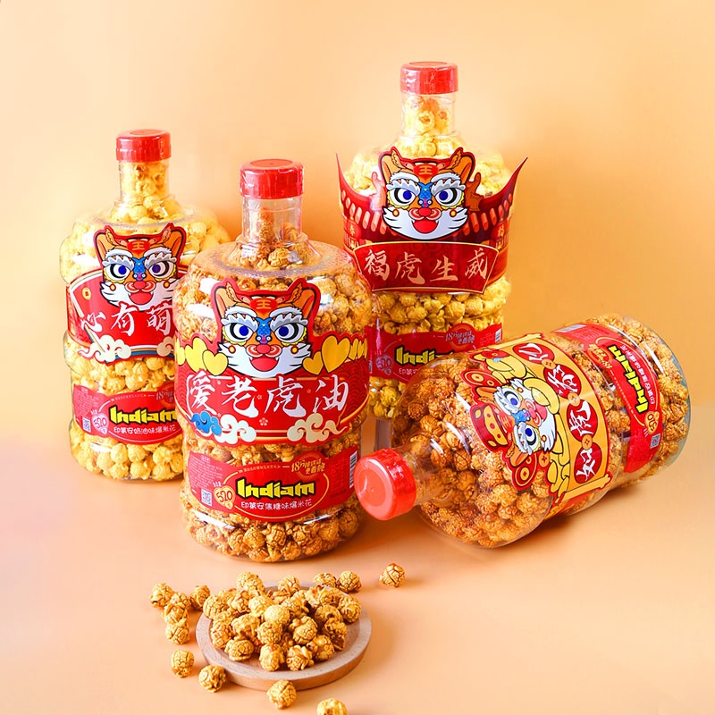 Vitafunio vya Nafaka vya Halal Spherical INDIAM Popcorn Asali siagi Ladha 520g/Chupa