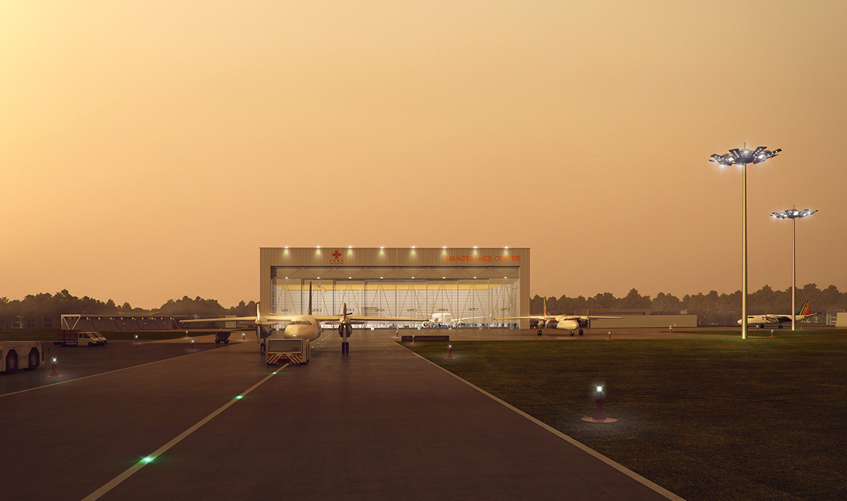 design for the new Transfer Terminal and Air Traffic Control Tower for Kutaisi Airport was officially presented yesterday by the President of Georgia, Mikheil Saakashvili. Georgian President Mikhail Saakashvili, who personally demolished one of the walls of the old airport yesterday announced, “”We will build an international airport here, which will take aircraft from Munich, Rome, Baku and other cities as of next year.” In recent years growing numbers of tourists have been discovering Georgia, a country with an ancient and engaging history. As a result there is increasing demand from airlines to fly to Georgia. By virtue of its geographical advantages and the nearby location of two of Georgia’s most important Unesco monuments, Kutaisi was selected as the destination for a new airport. The new Kutaisi airport will in addition provide an economic impulse to Georgia’s second city and its new seat of Parliament. The architecture of the terminal refers to a pavilion; a gateway, in which a clear structural layout creates an all encompassing and protective volume. The volume is structured around a central exterior space which is used for departing passengers. The transparent space around this central point is designed to ensure that flows of passengers are smooth and that departure and arrival flows do not coincide. These axes incorporate views from the plaza to the apron and to the Caucasus on the horizon. The design organises the logistical processes, provides optimal security and ensures that the traveler has sufficient space to circulate comfortably. Serving as a lobby to Georgia, the terminal could in addition operate as an art gallery, displaying works by Georgian artists and thereby presenting a further identifier of contemporary Georgian culture.