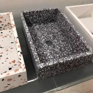 Artificial Stone Square Cement Terrazzo Wasktafel of Sink foar badkeamer en keuken