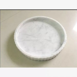 Carrara White Marble Round Tray