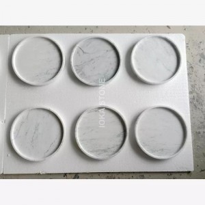 I-Carrara White Marble Round Tray