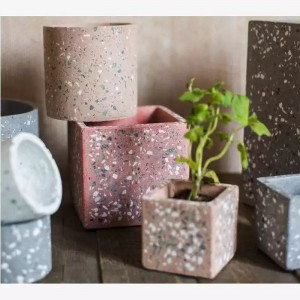 Cementni teraco cvetlični lonec