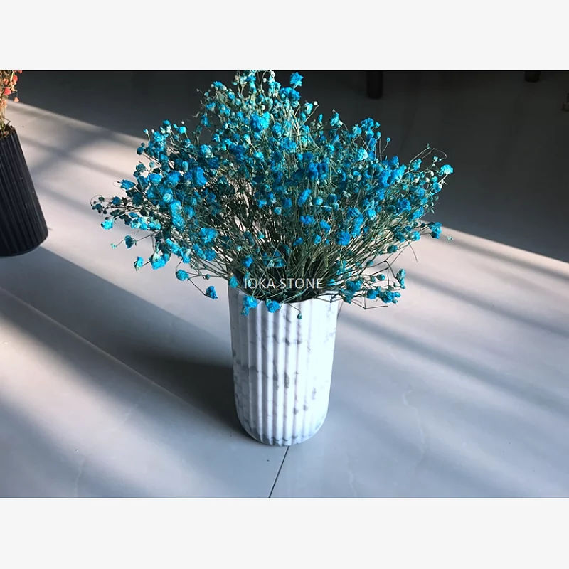 Cylinder Marble Flower Vase for Restaurant Decorative (4)