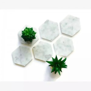 Octagon Shaped White Marble Coaster for Drinking Cup
