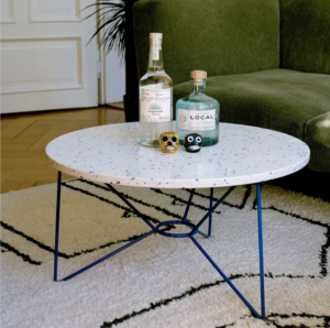 White Coffee table which has blue frame foot good performance that made from China