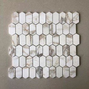 Diflart Carrara Białe marmurowe płytki mozaikowe polerowane do kuchni i łazienki, zestaw 5 sztuk