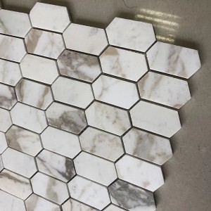 Diflat Carrara wite marmeren mozaïek tegels gepolijst foar keuken badkeamer Backsplash Pack fan 5