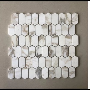 Diflart Carrara White Marble Mosaic ក្បឿងប៉ូលាសម្រាប់បន្ទប់ទឹកផ្ទះបាយ Backsplash កញ្ចប់ចំនួន 5