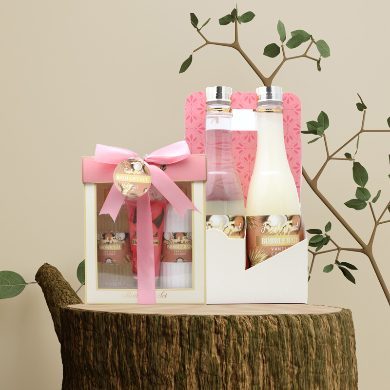 Venda imperdível Conjunto de presentes de Natal para banho Luxo Coconut SPA Cesta de presentes para cuidados com a pele Imagem em destaque