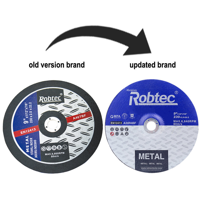 Fiber Reinforced Bonded Abrasives Cutting-off Wheels ROBTEC 230×3.2×22.2 Mm 9″x1/8″x7/8″ Cutting Metal