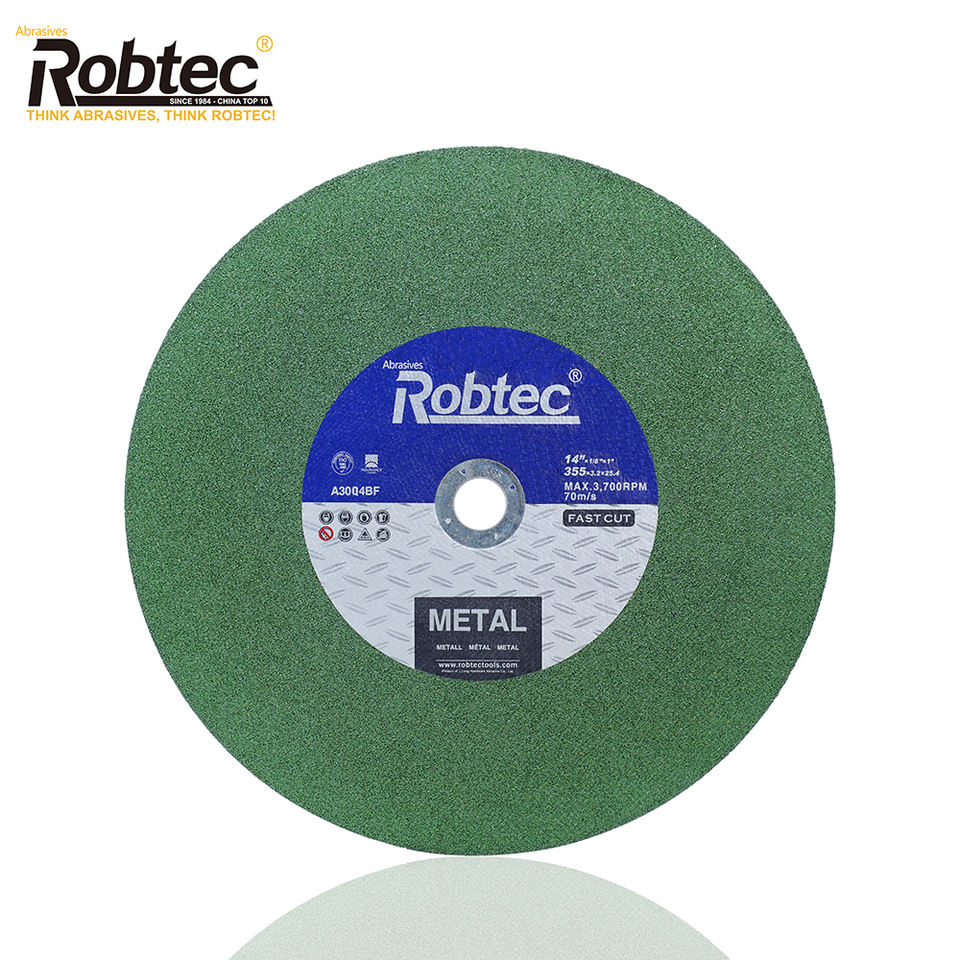14″ 355 mm ROBTEC зелен цветен метален режещ диск с единична мрежа