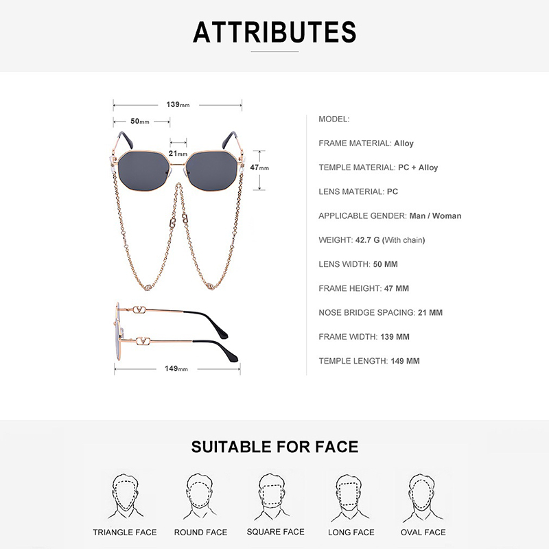 Catena di moda I Vision T199 occhiali da sole di poligonu di culore graduali