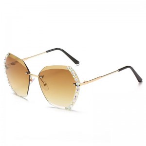 I Vision T198 Rimless strass oversized zonnebril voor dames