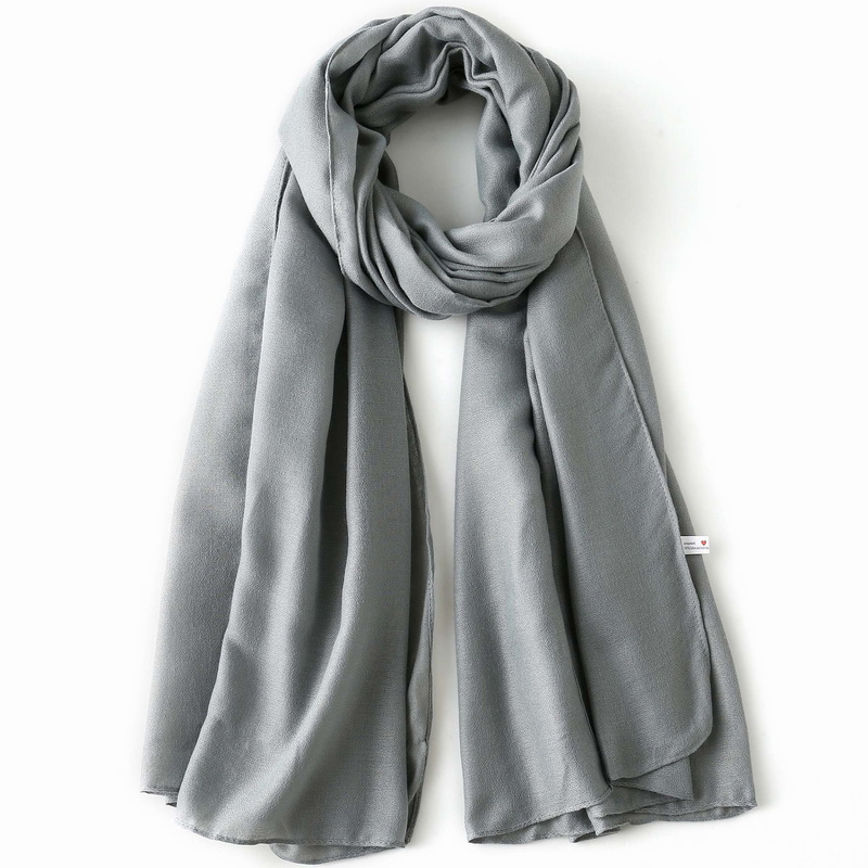 Ensfarvede sjaler forår efterår grå dame letvægts hals wrap tørklæder