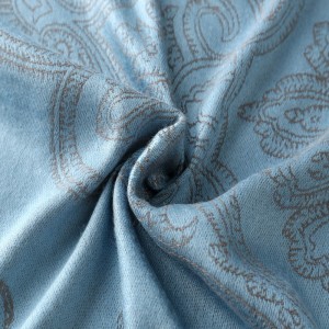 Модна есенска светло сина шамија за обвивка со шал Паисли Жакард