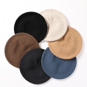 Žhavý výprodej Pure Color Dámský vlněný baretový klobouk Čína Dodavatel