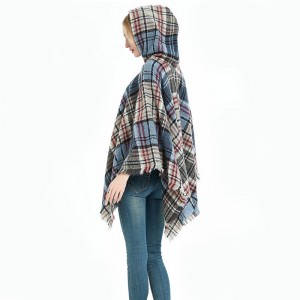 Висококачествено пончо с шал с качулка за жени