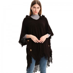 Hot Sale Germ Women Hooded Poncho Shawl Cape China Factory