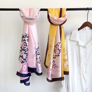 Écharpe longue en soie à imprimé floral d'été pour femme