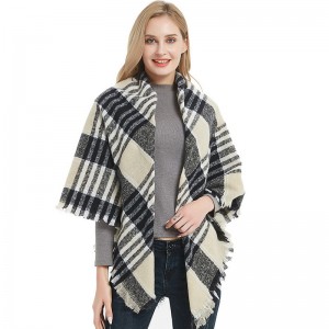 Oversized Chic Checked Square Scarf untuk Womens China OEM Factory