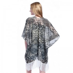 Oversized Sheer Cape Poncho le Tassel for Lady