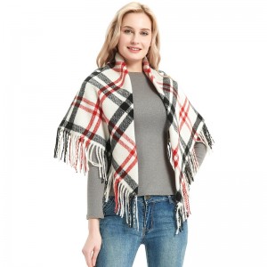 Oversized Fashion Women's Checked Square Scarf na may Tassel China OEM Supplier