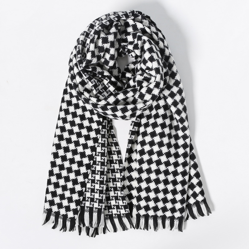 Bufanda larga con estampado de tela escocesa de invierno para proveedor OEM de China para mujer