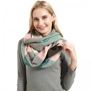 女性のためのポケット付き卸売ニットインフィニティスカーフ