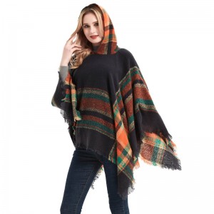 Hot Verkaf décke Dammen Hooded Poncho Shawl Cape China Factory