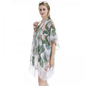 UShicilelo lweNtyatyambo eKhaphukhaphu iChiffon Kimono eneTassel China OEM Suppliers