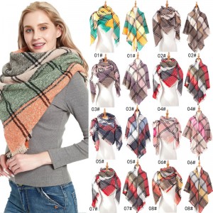 Bufanda triangular de quadres de tartan de moda d'hivern per a dona
