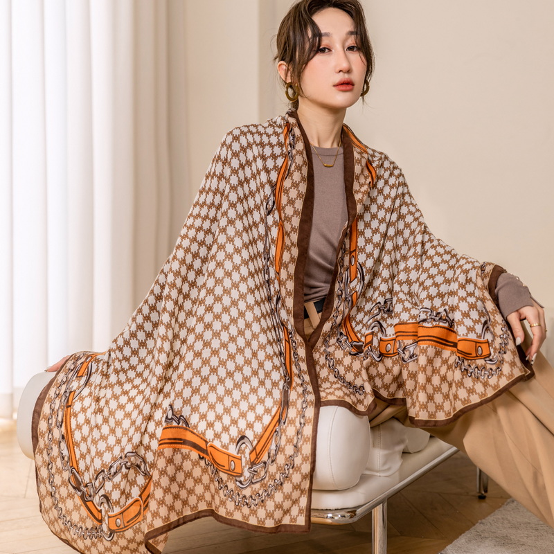ผ้าพันคอผ้าฝ้ายผสมฤดูใบไม้ร่วงสำหรับผู้หญิงจีนผู้ผลิต