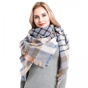 Oversized winter geruite print driehoekige sjaal China fabrikant