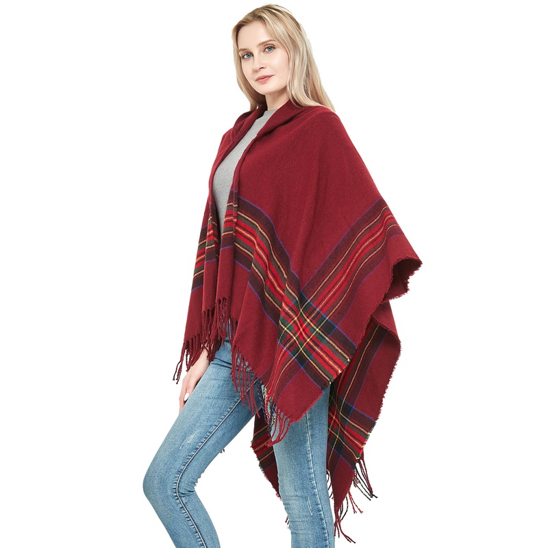 Hot Sale Warm Ladies Hooded Cape Shawl China Factory