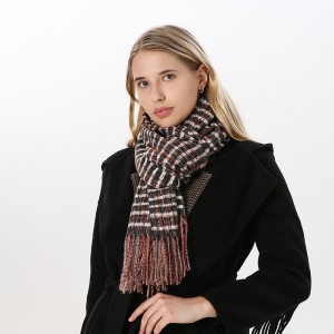 Bufanda larga de tela escocesa de invierno de moda con borla Proveedor OEM de China