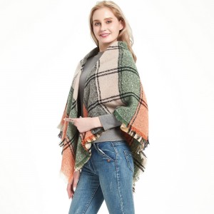 여성용 겨울 패션 타탄 체크 삼각형 스카프